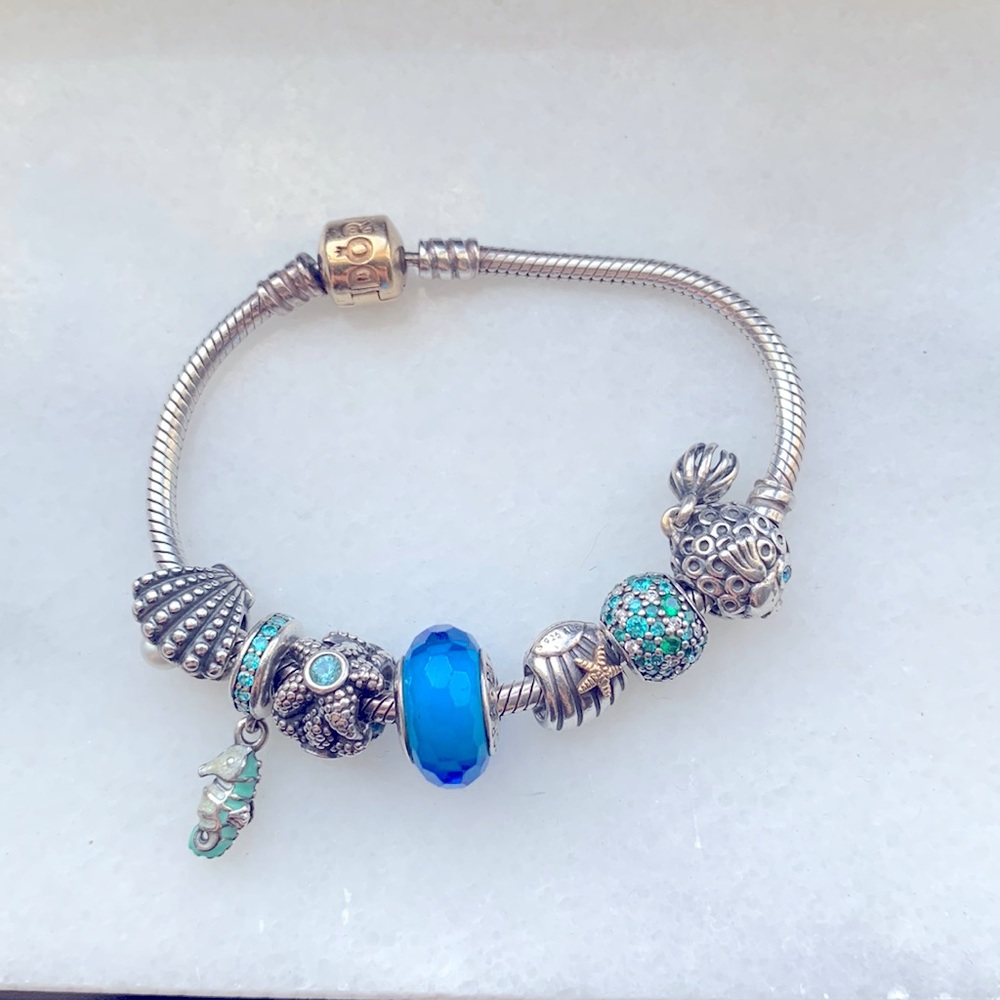 Pandora two tome bracelet with charms